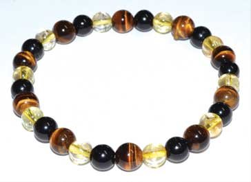 6mm Tiger Eye,Citrine & Touramline, Black bracelet (image for) 6mm Tiger Eye,Citrine & Touramline, Black bracelet