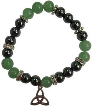 8mm Aventurine/ Hematite Triquetra (image for) 8mm Aventurine/ Hematite Triquetra