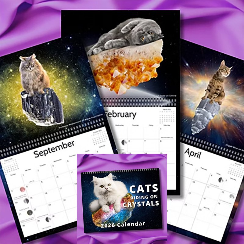 2026 Cats Riding on Crystals calendar (image for) 2026 Cats Riding on Crystals calendar