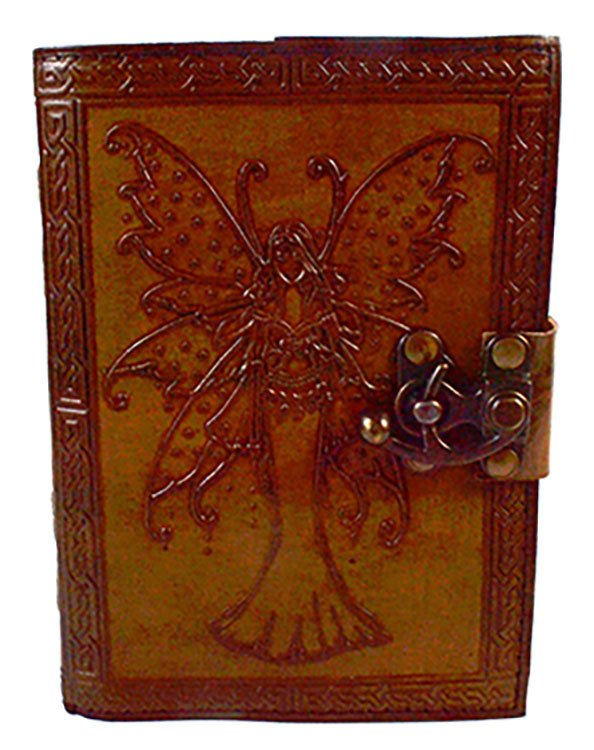Fairy Journal with Spotted Wings aged looking paper leather w/ latch (image for) Fairy Journal with Spotted Wings aged looking paper leather w/ latch