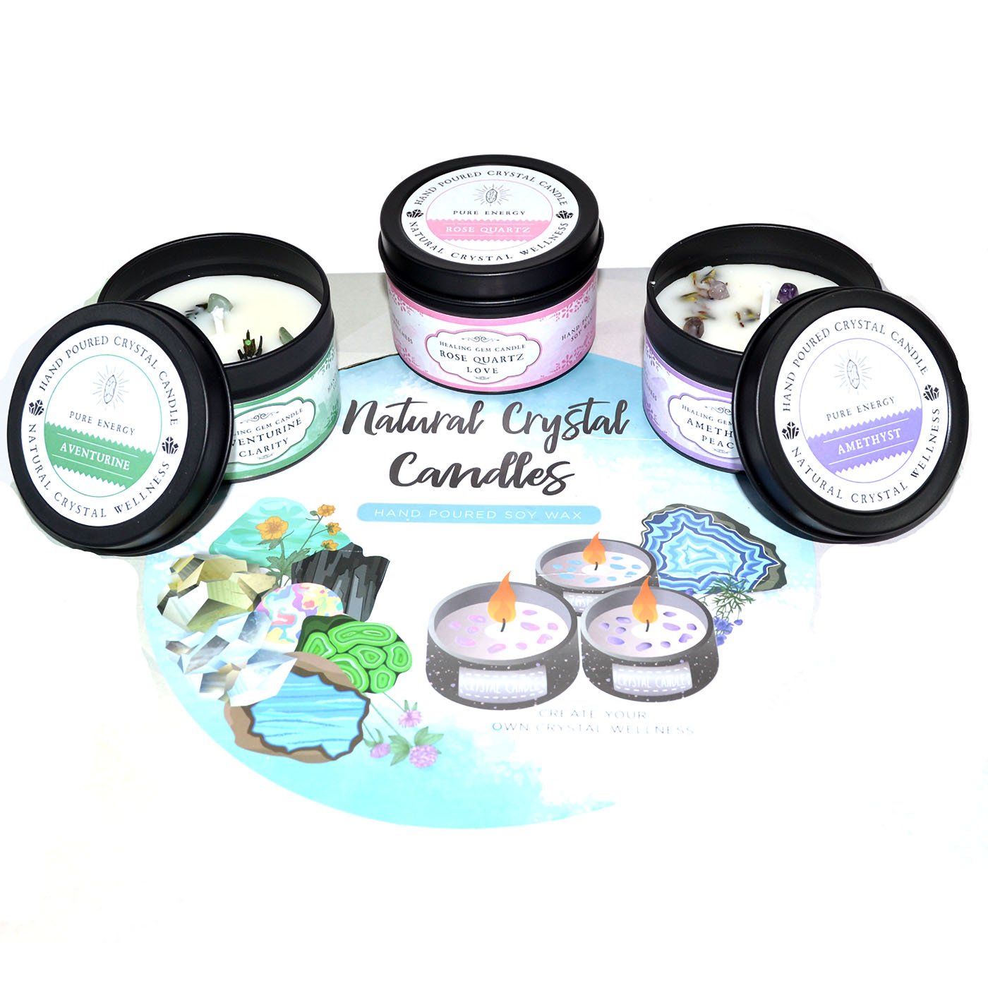 (image for) (set of 18) Mixed Stones soy candles