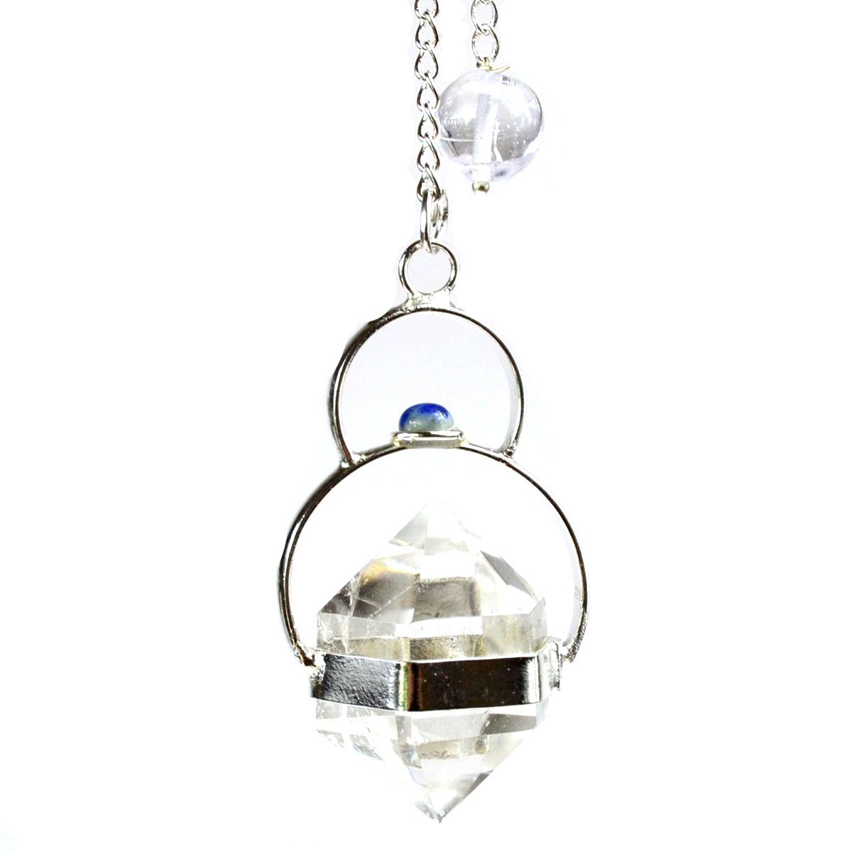 (image for) Faceted Clear Quartz W/ Lapis pendulum