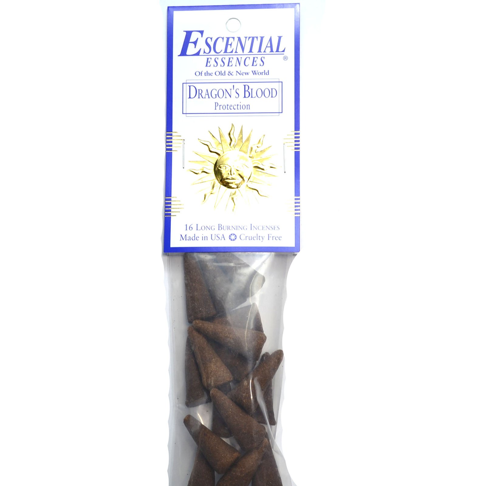 16/pk Dragon's Blood escential essences incense cones (image for) 16/pk Dragon's Blood escential essences incense cones