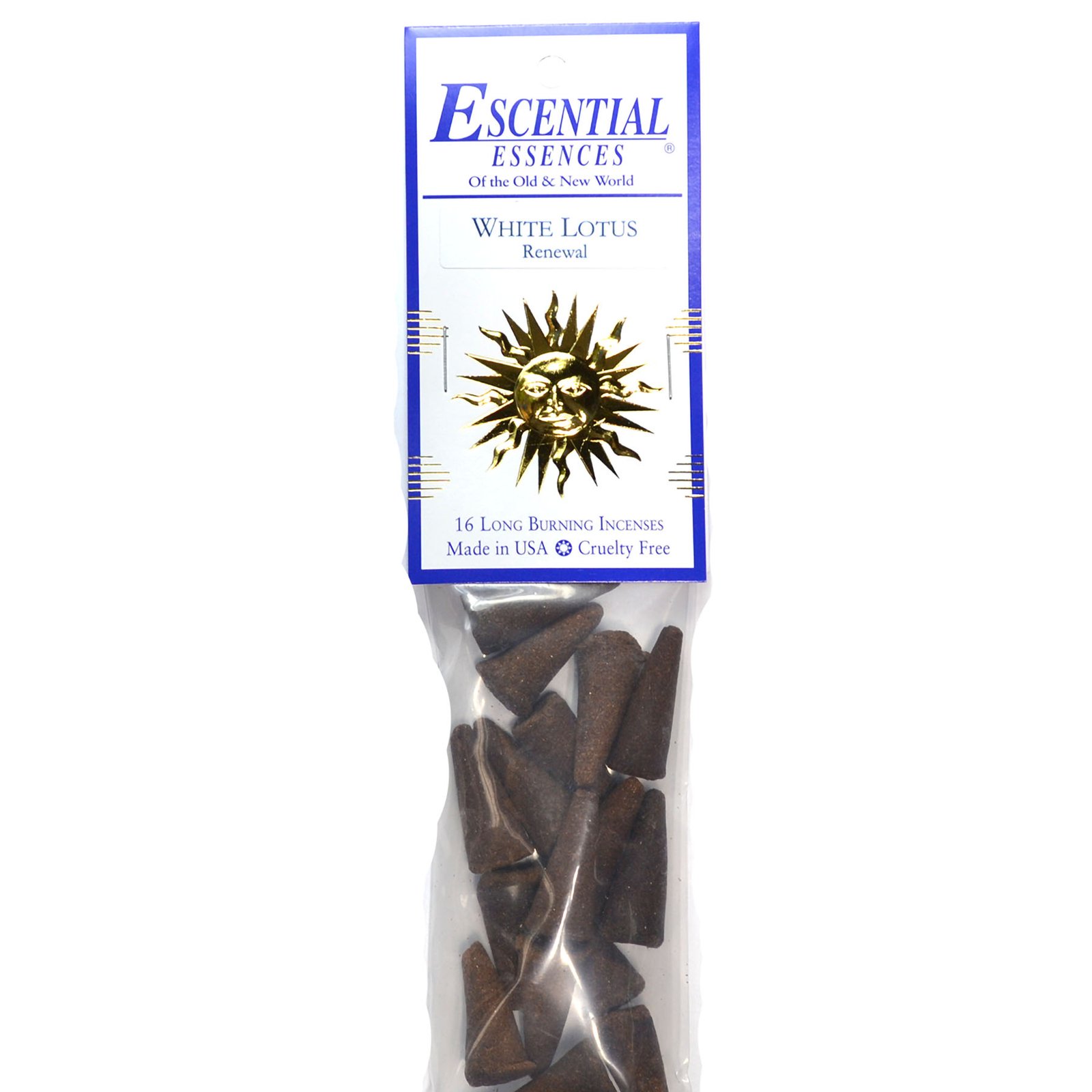 16/pk White Lotus escential essences incense cones (image for) 16/pk White Lotus escential essences incense cones