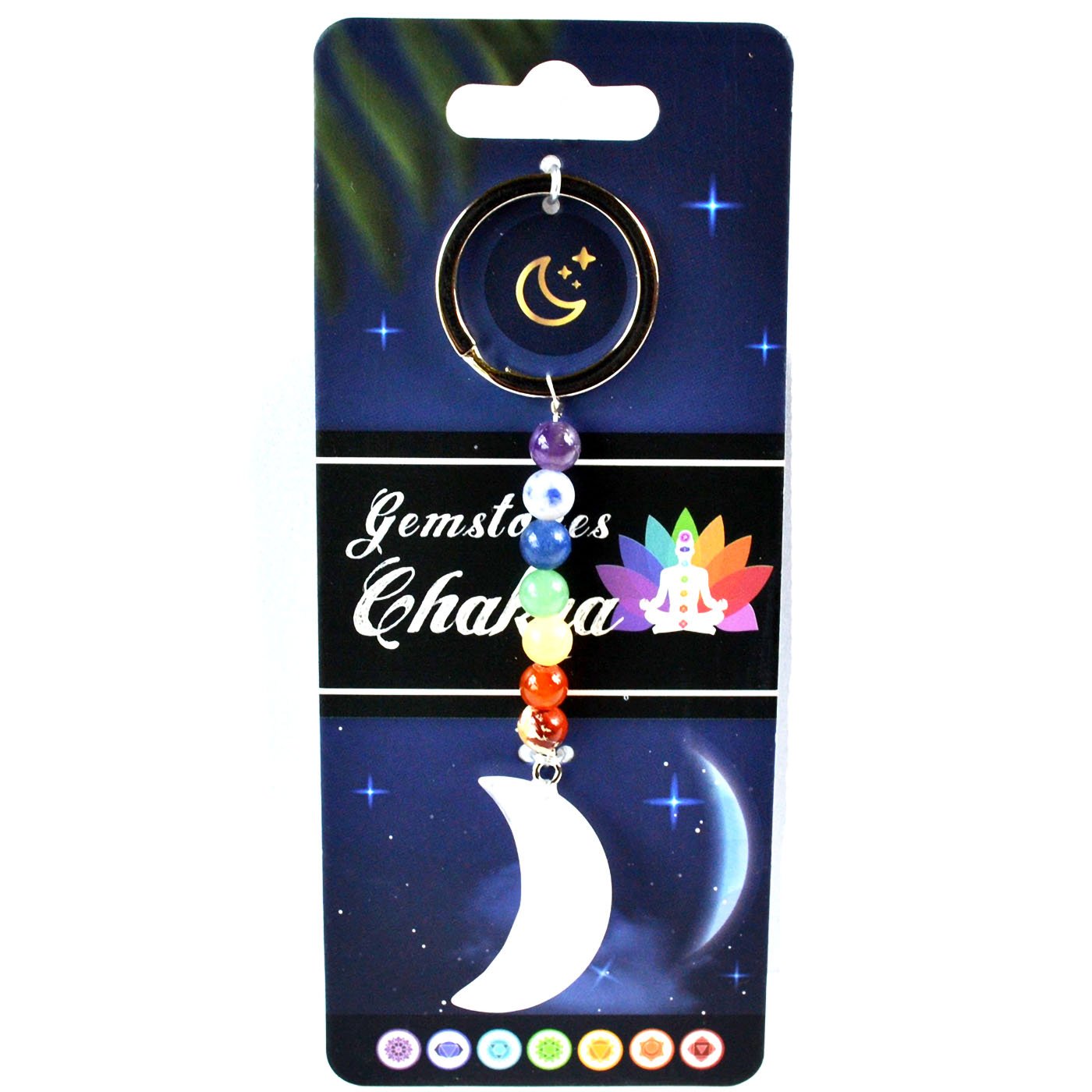 Cresent Moon W/ Chakra stones keychain (image for) Cresent Moon W/ Chakra stones keychain