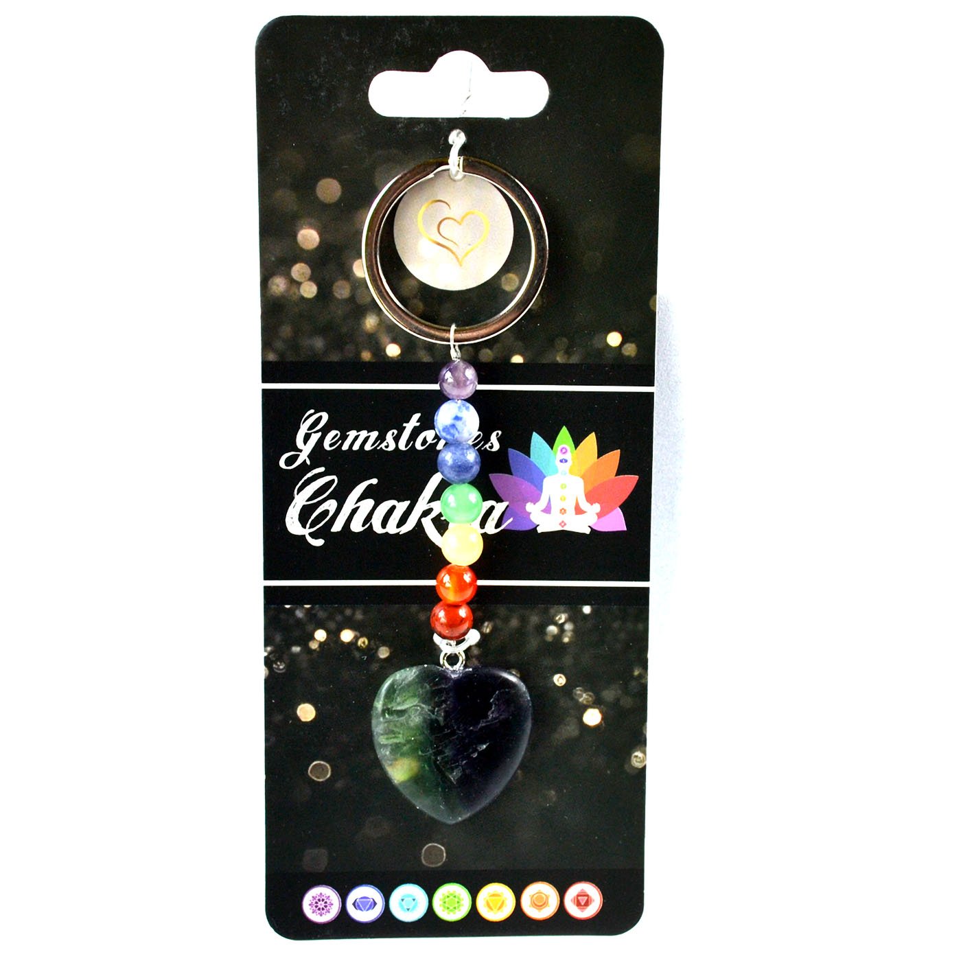 Heart W/ Chakra stones keychain (image for) Heart W/ Chakra stones keychain