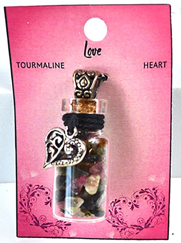 Torrmaline Chips in Bottle with Heart necklace (image for) Torrmaline Chips in Bottle with Heart necklace