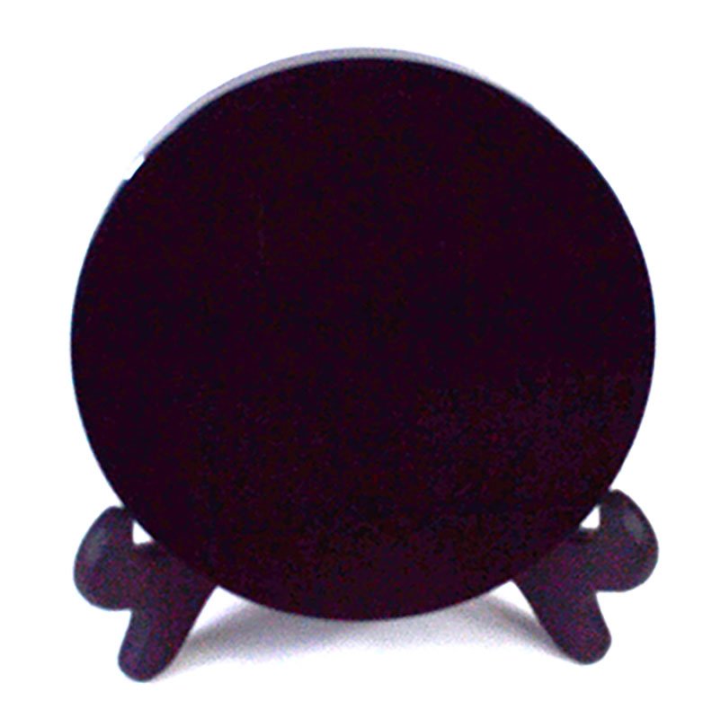 12cm Black Obsidian scrying mirror W/ stand (image for) 12cm Black Obsidian scrying mirror W/ stand